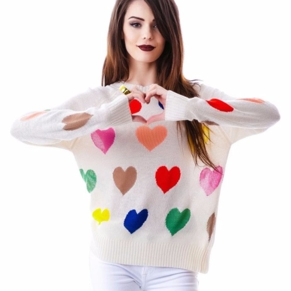 Wildfox Rainbow Hearts Sweater 